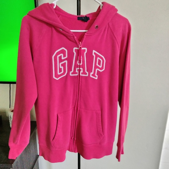 A vintage Gap zip up sweater, size large, bright pink. - Picture 1 of 2